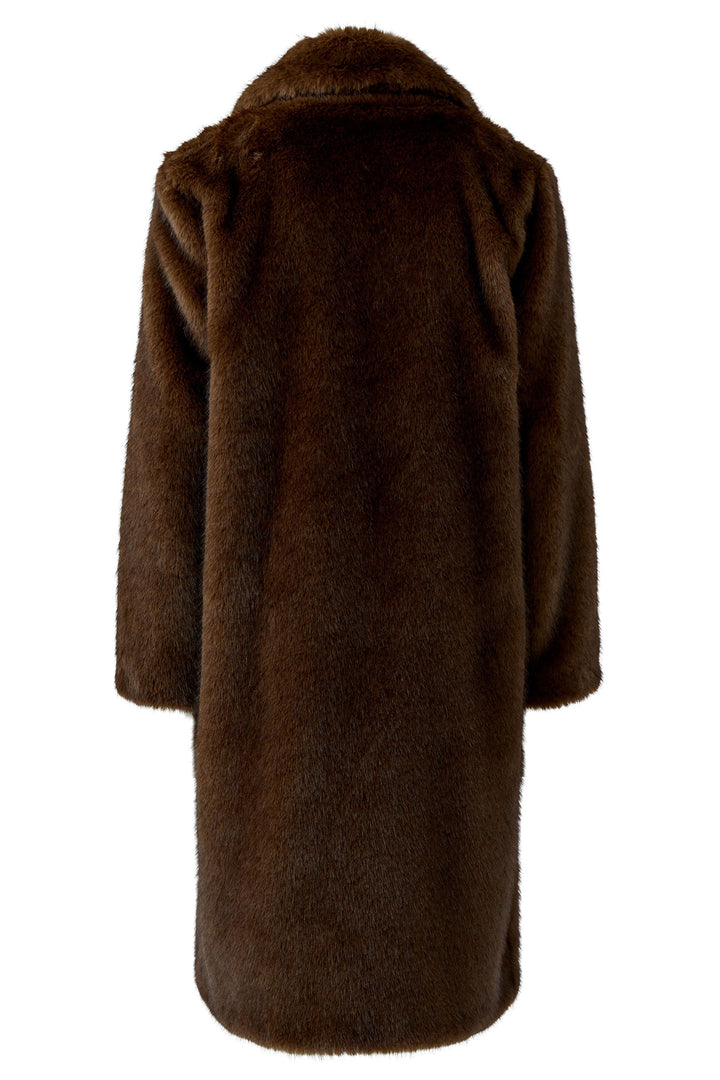Oui Brown Mel Faux Fur Winter Coat 99934 at Olivia Grace Fashion