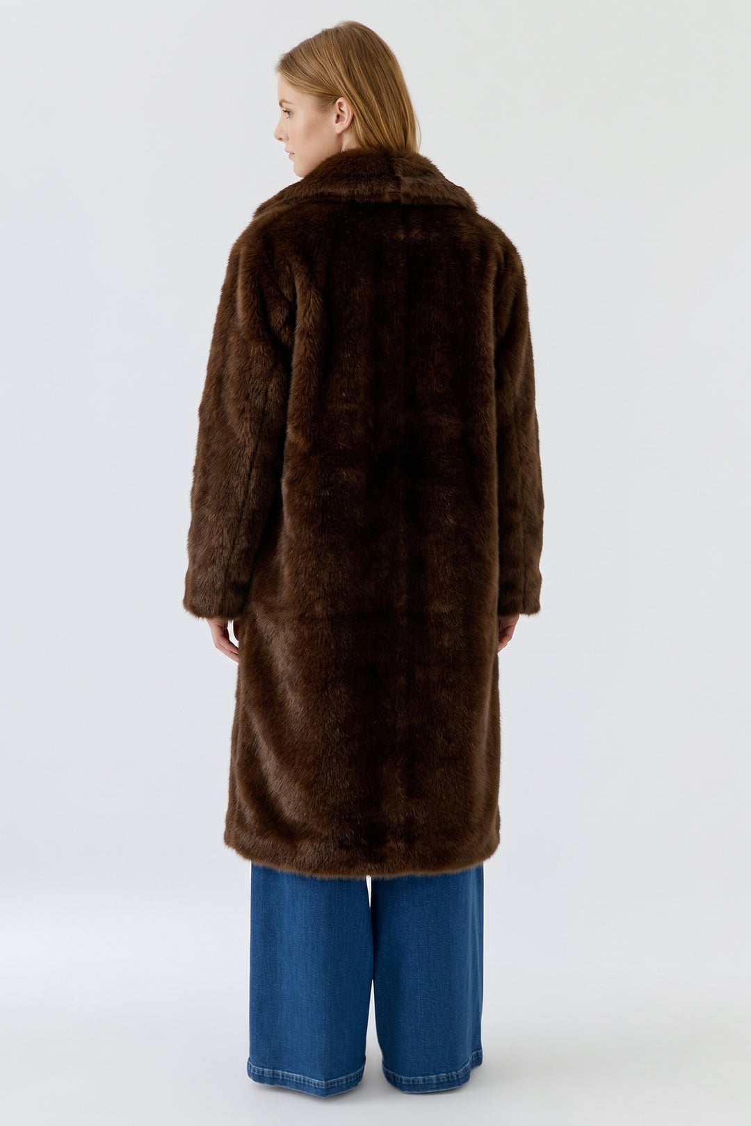 Oui Brown Mel Faux Fur Winter Coat 99934 8753