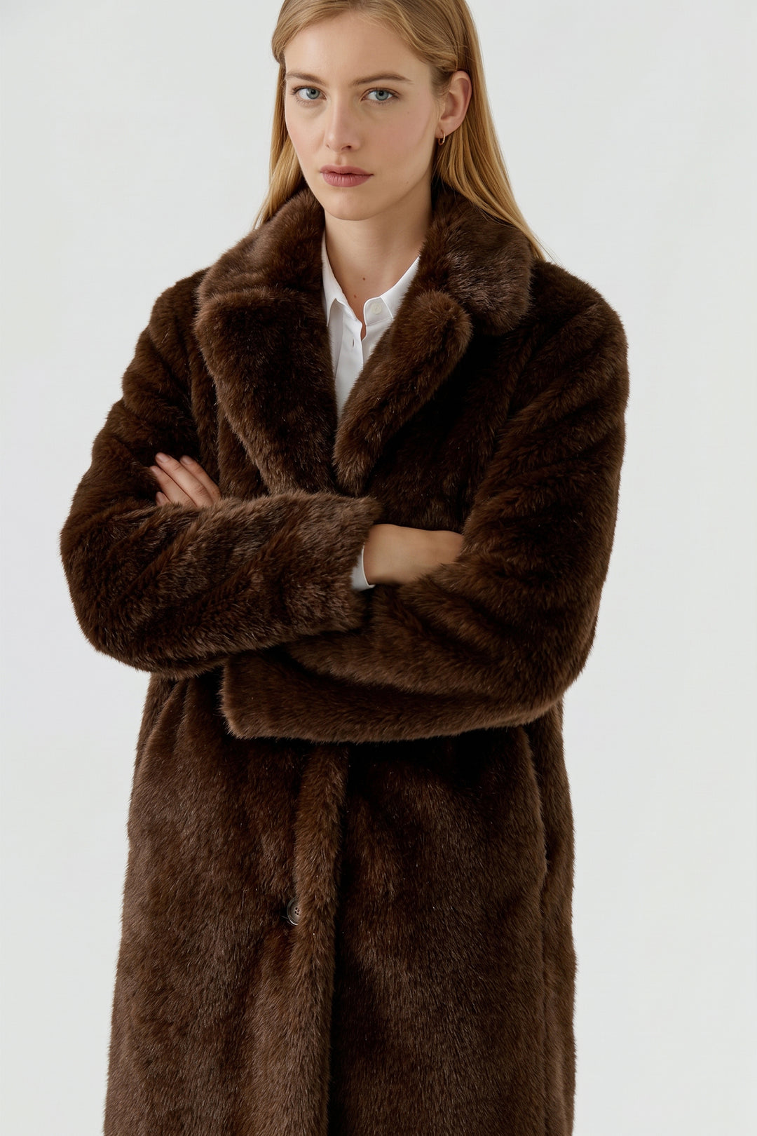 Oui Brown Mel Faux Fur Winter Coat 99934 8753