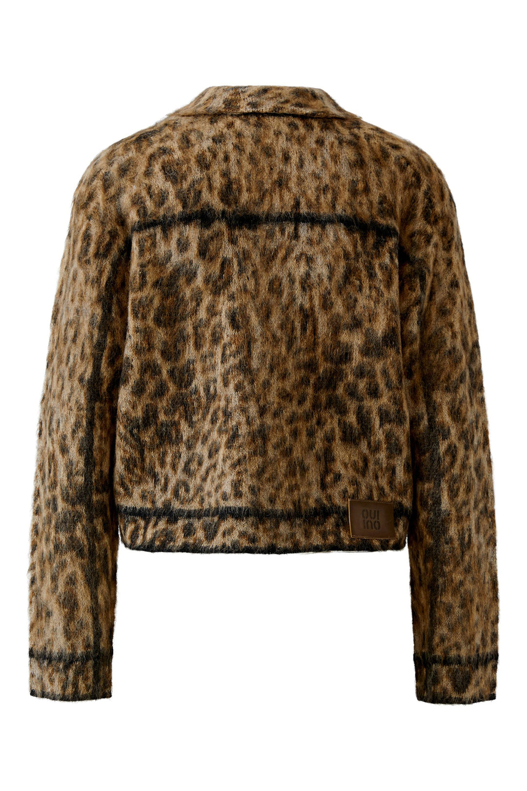Oui Camel Grey Animal Print Knit Jacket Cardigan 100043 at Olivia Grace Fashion