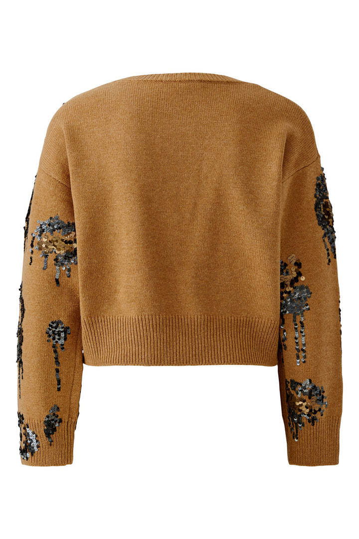 Oui Camel Sequin Detail Pullover Jumper 100086 at Olivia Grace Fashion