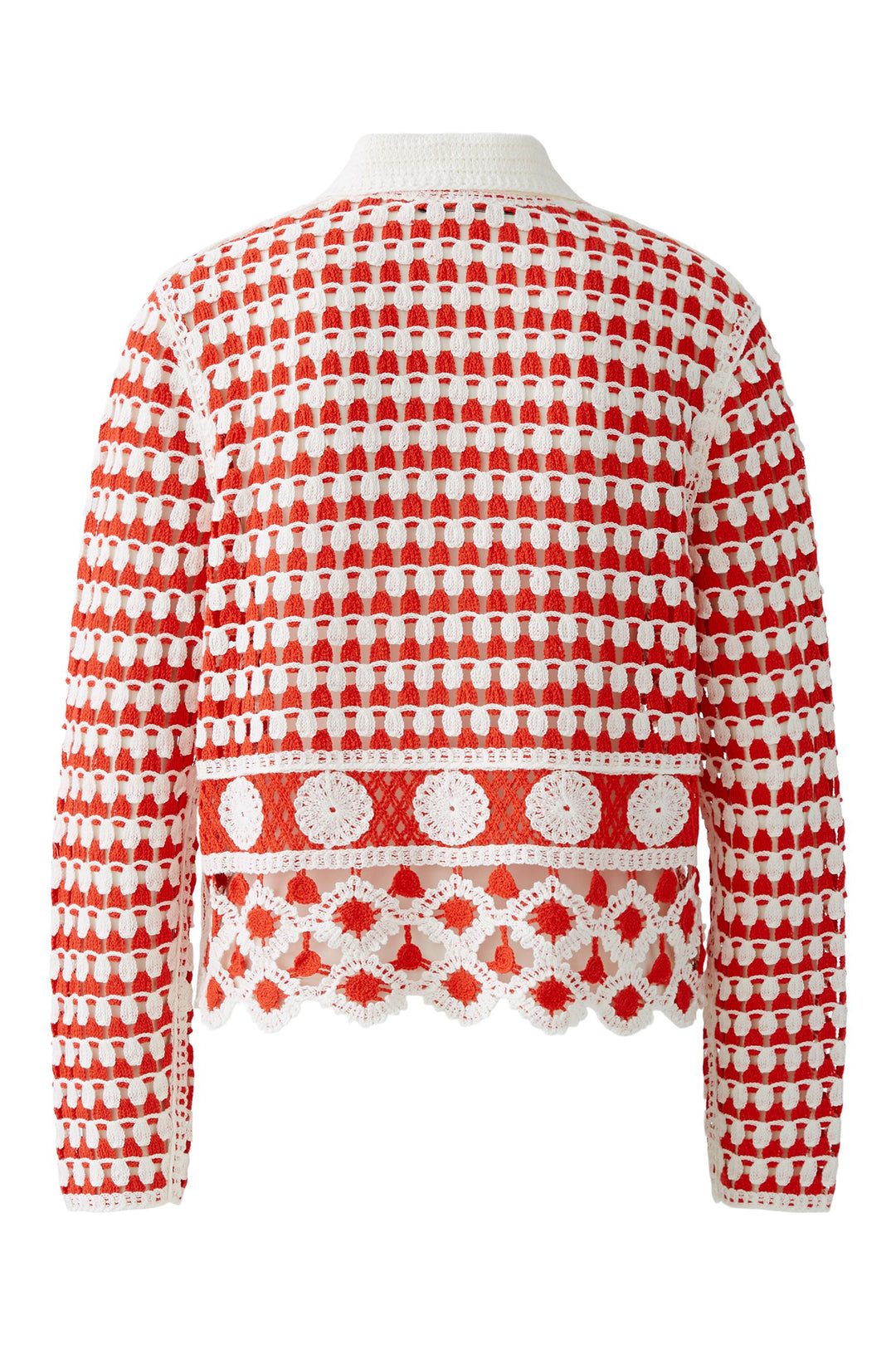 Oui Cardigan 93582 Red White Crochet Knit - Olivia Grace Fashion