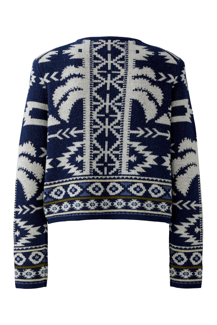 Oui Cardigan 94140 Dark Blue White Navajo Pattern 0571 - Olivia Grace Fashion