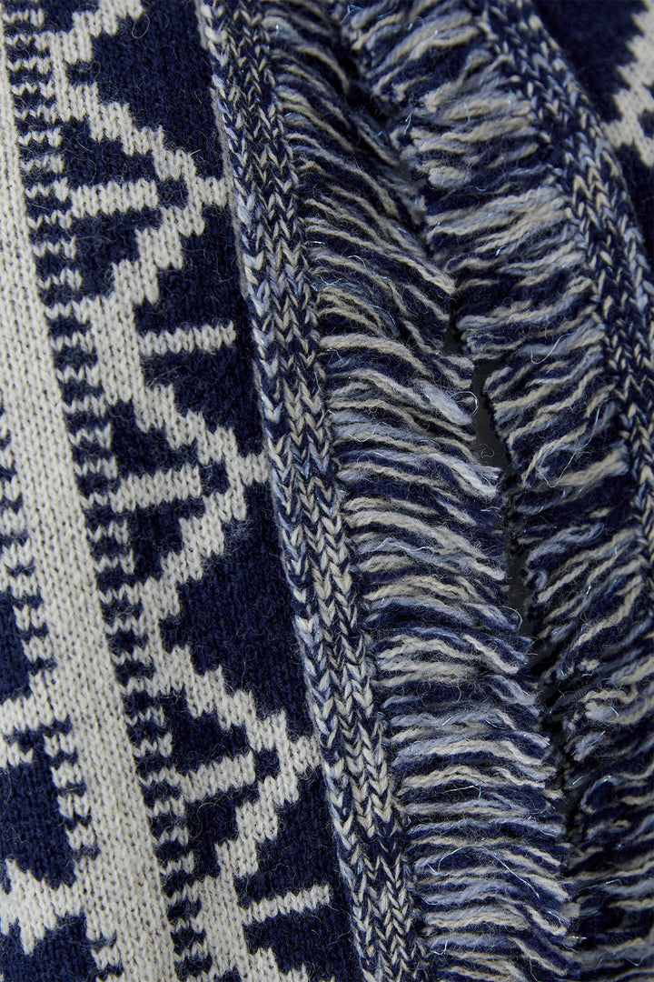 Oui Cardigan 94140 Dark Blue White Navajo Pattern 0571 - Olivia Grace Fashion