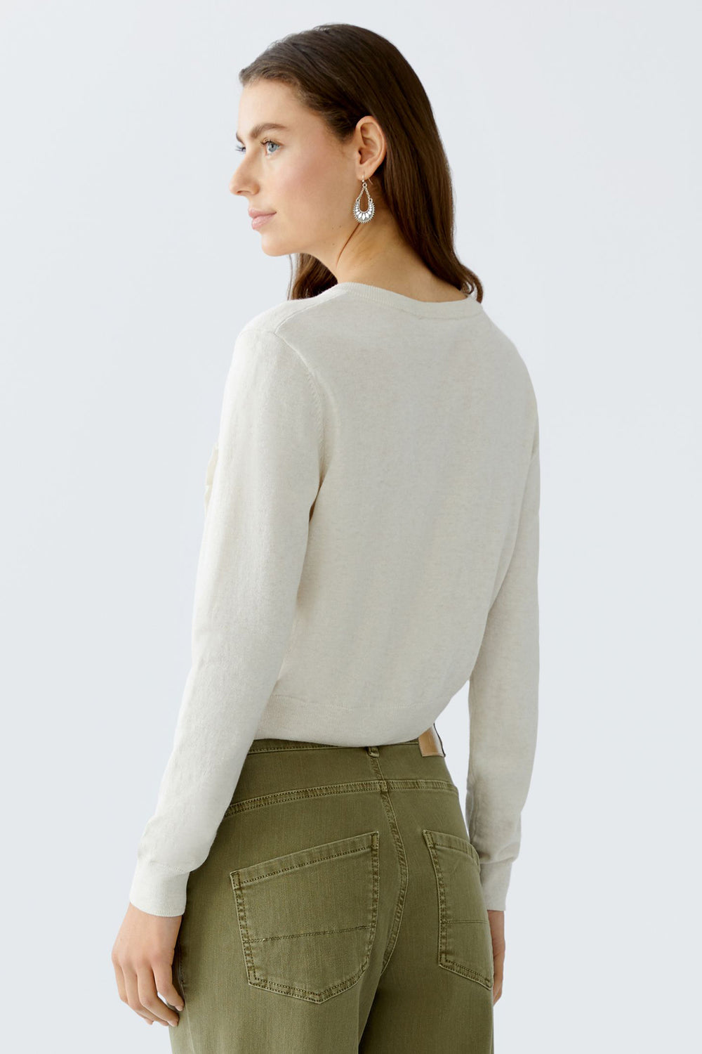 Oui Cardigan 94144 Ruffle Front Off White 1021 - Olivia Grace Fashion