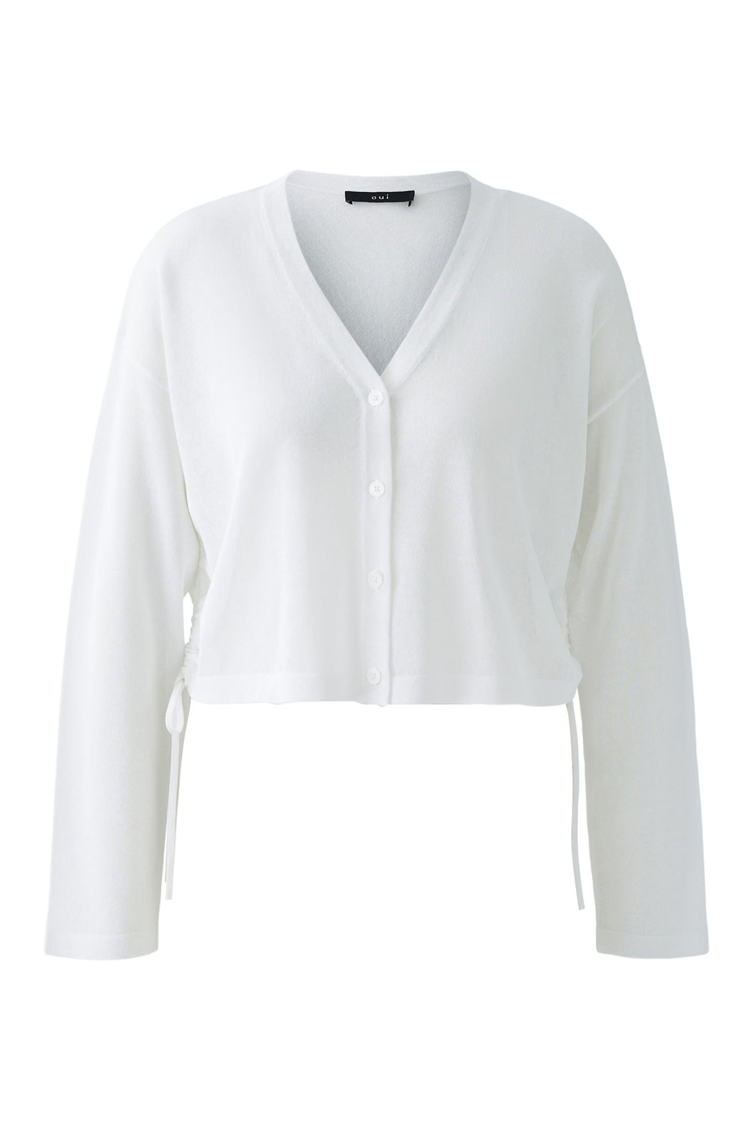 Oui Cardigan Drawstring Sides Optic White 93310 1002 - Olivia Grace Fashion