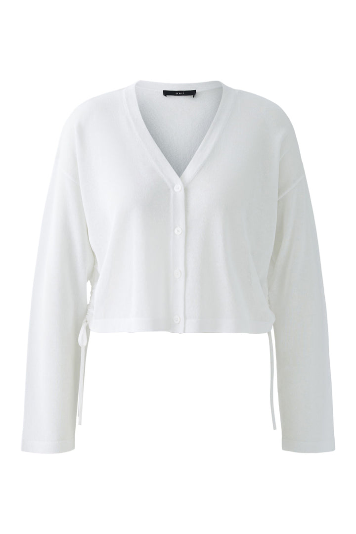 Oui Cardigan Drawstring Sides Optic White 93310 1002 - Olivia Grace Fashion