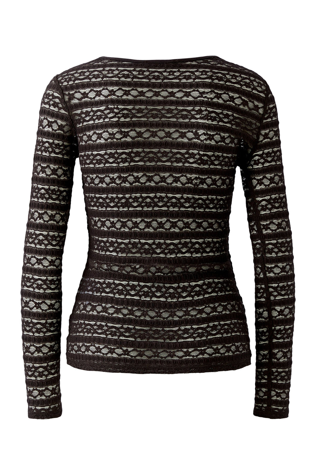 Oui Chocolate Torte Brown Lace Long Sleeve Top 99899 8936, back view
