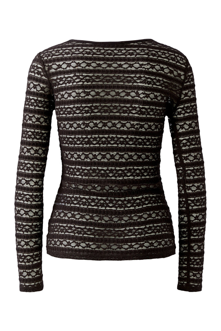 Oui Chocolate Torte Brown Lace Long Sleeve Top 99899 8936, back view