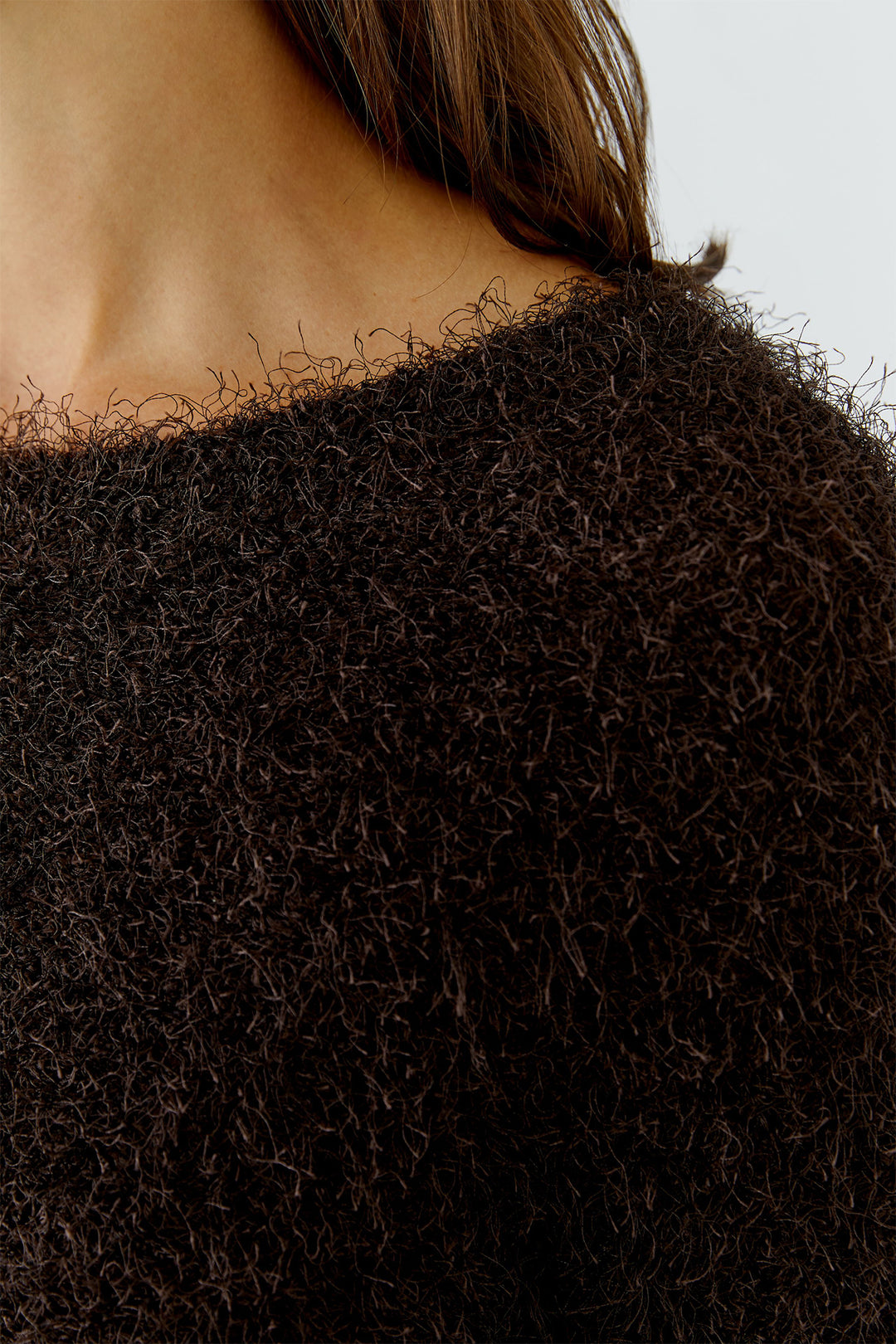 Oui Chocolate Torte Eyelash Knit Pullover Jumper 94604 8936, neckline and eyelash knit detail