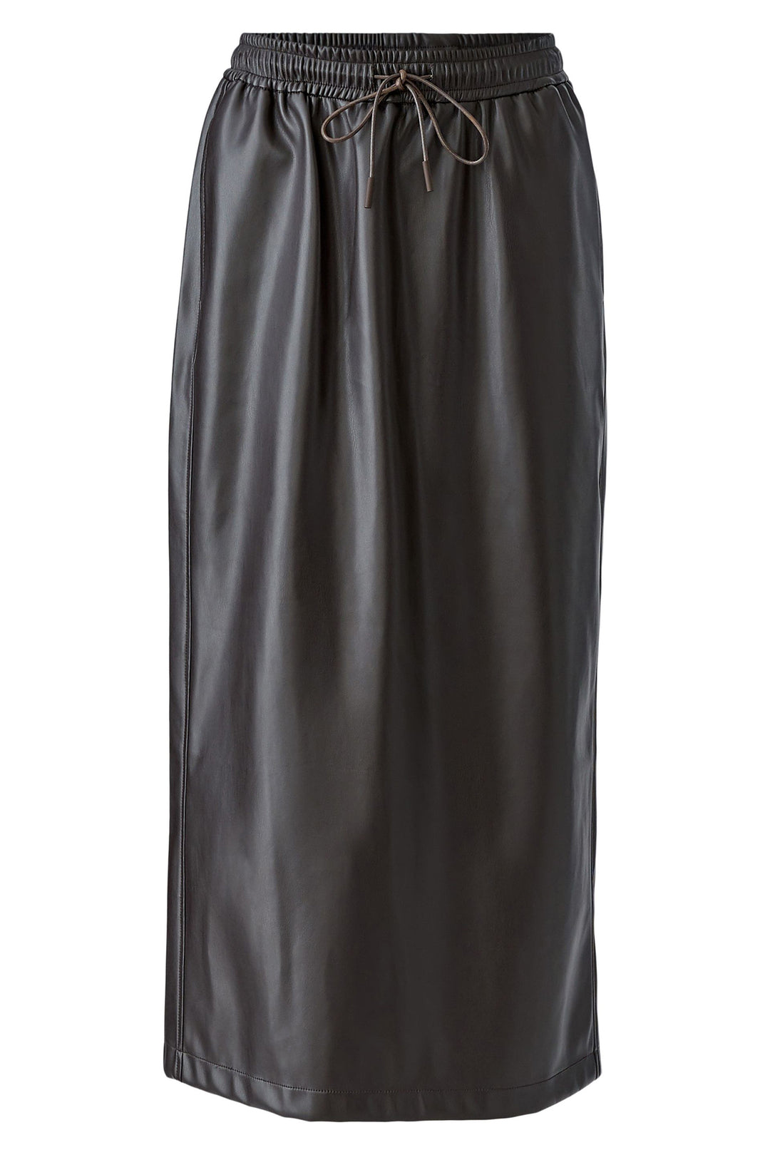 Oui Chocolate Torte Leather Look Midi Skirt 99945 at Olivia Grace Fashion