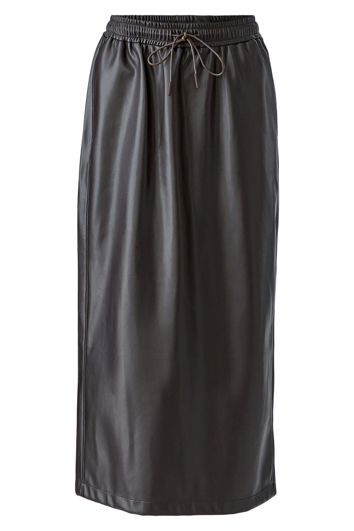Oui Chocolate Torte Leather Look Midi Skirt 99945 at Olivia Grace Fashion
