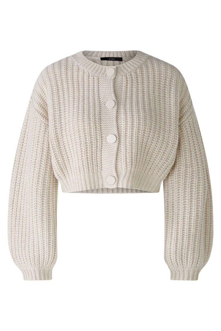 Oui Cropped Cardigan Off White Beige 89795-1021 - Olivia Grace Fashion