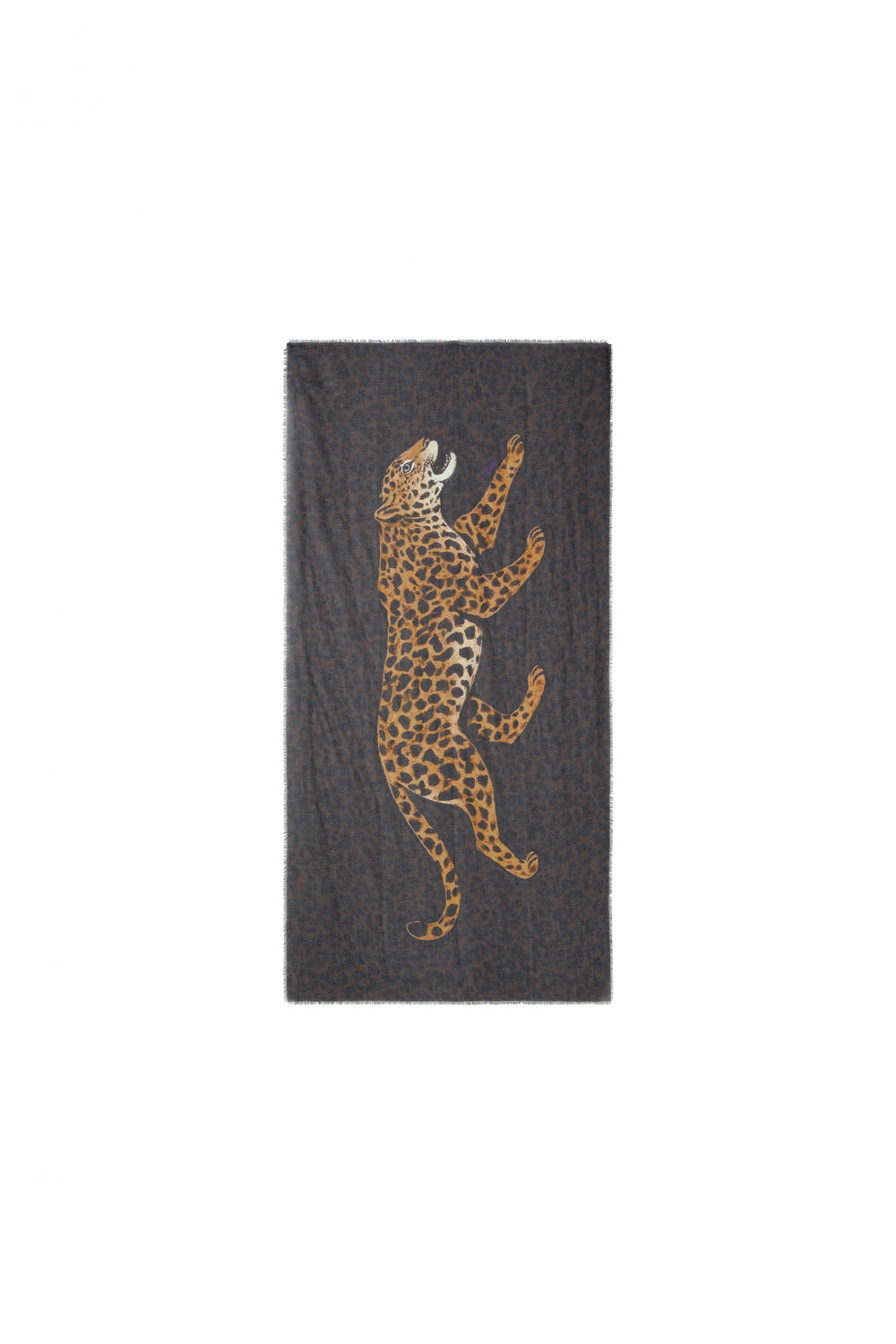 Oui Dark Brown Camel Leopard Print Scarf 99115