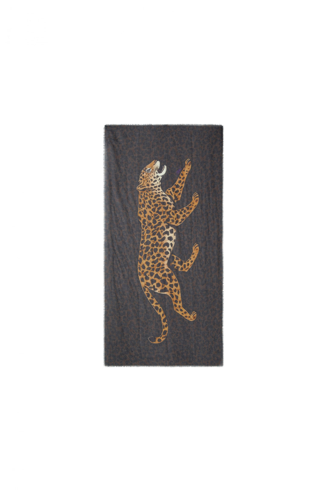 Oui Dark Brown Camel Leopard Print Scarf 99115