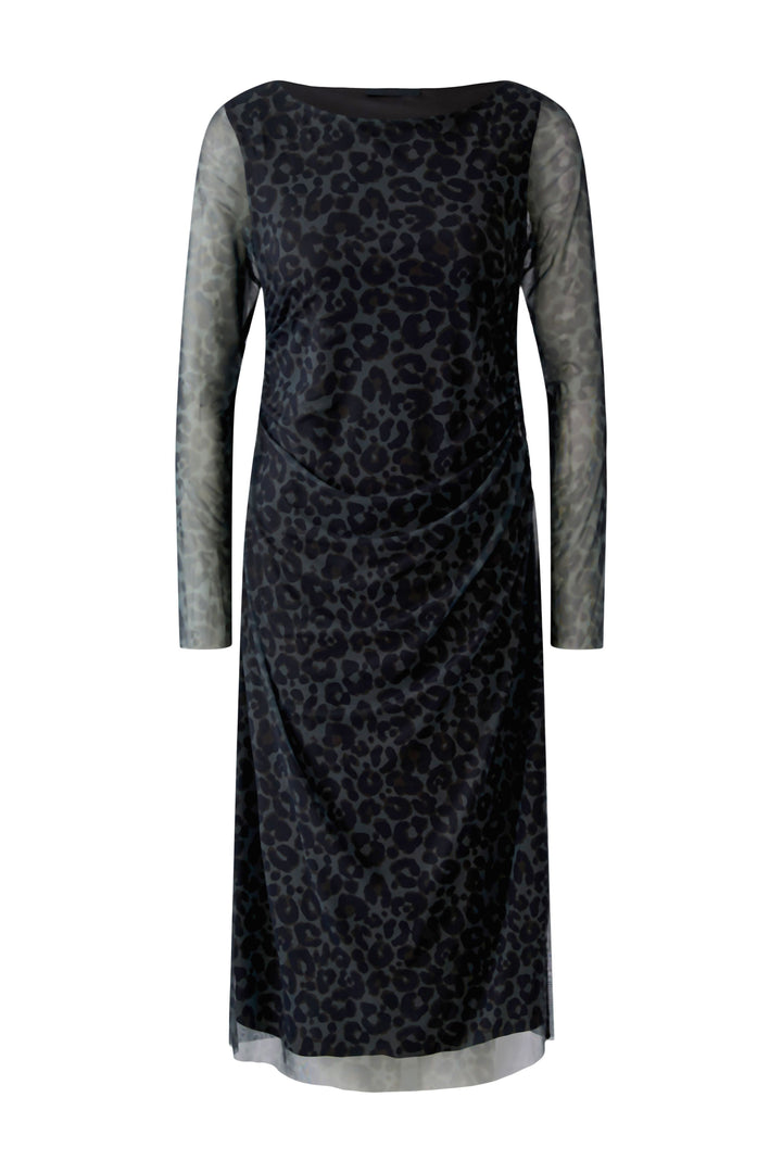Oui Dark Brown Grey-Black Animal Print Dress 100341 at Olivia Grace Fashion