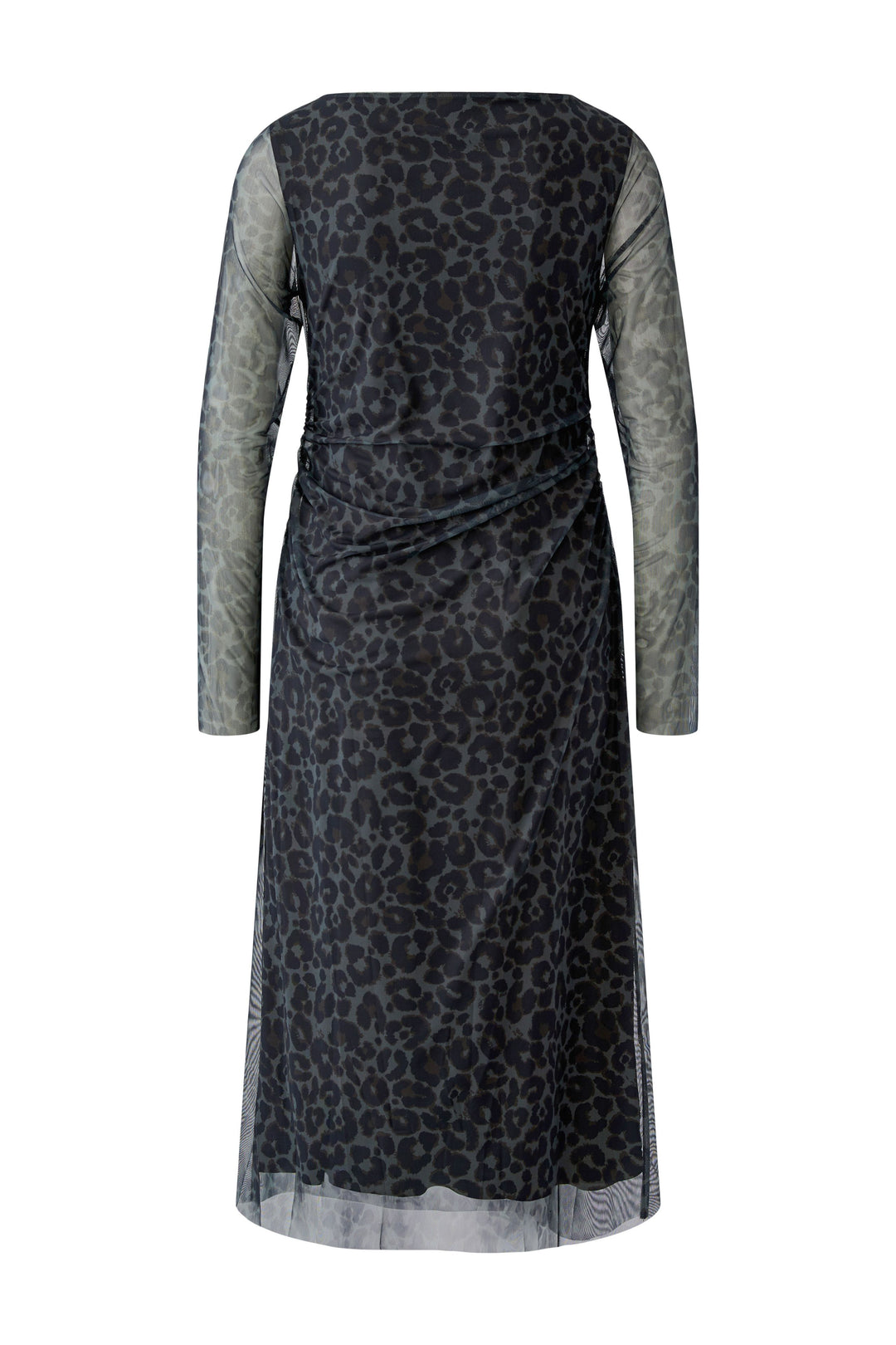 Oui Dark Brown Grey-Black Animal Print Dress 100341 at Olivia Grace Fashion