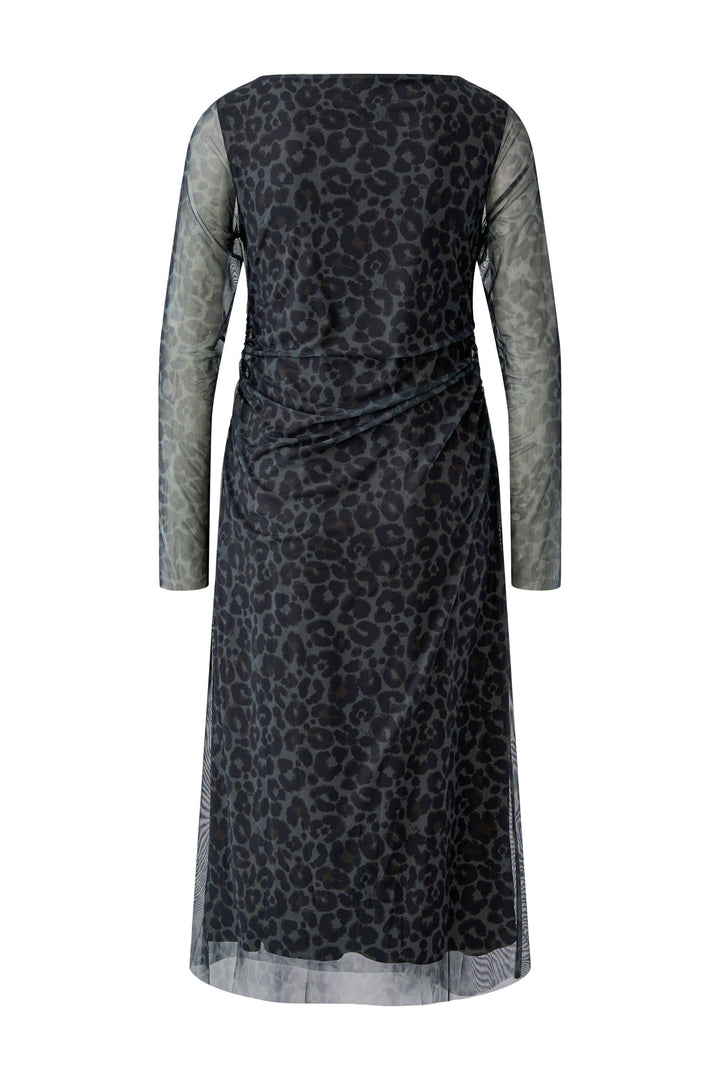 Oui Dark Brown Grey-Black Animal Print Dress 100341 at Olivia Grace Fashion
