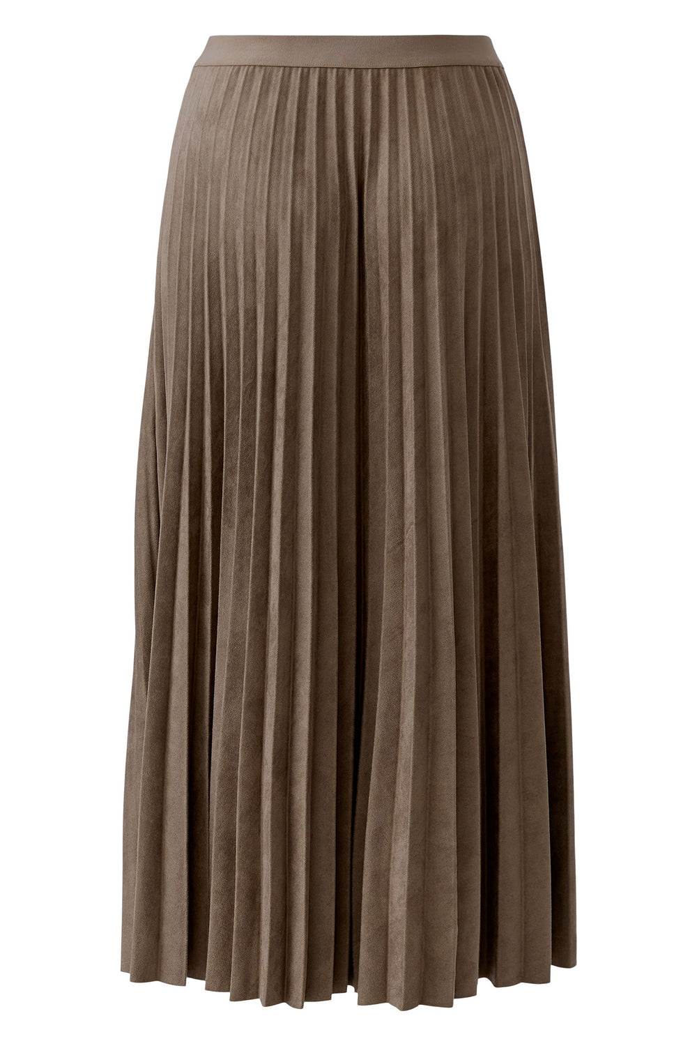 Oui Dark Brown Pleated Pull-On Midi Skirt 99943 at Olivia Grace Fashion