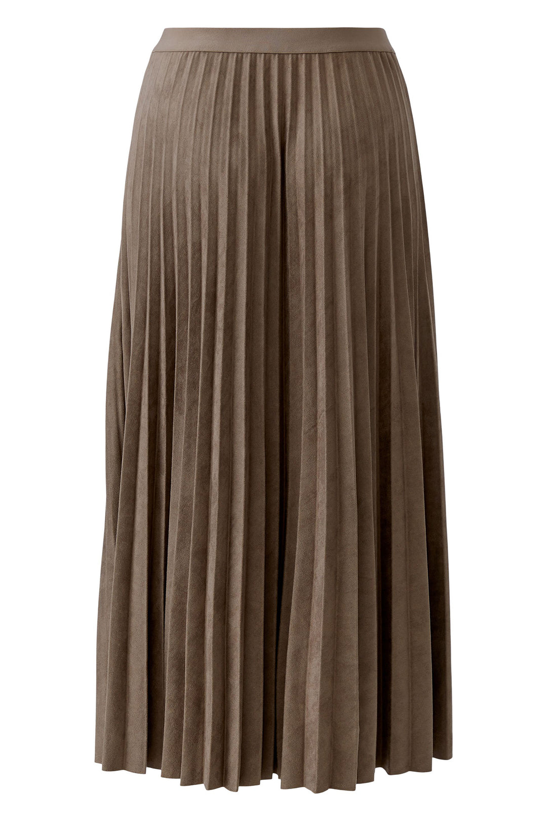 Oui Dark Brown Pleated Pull-On Midi Skirt 99943 at Olivia Grace Fashion