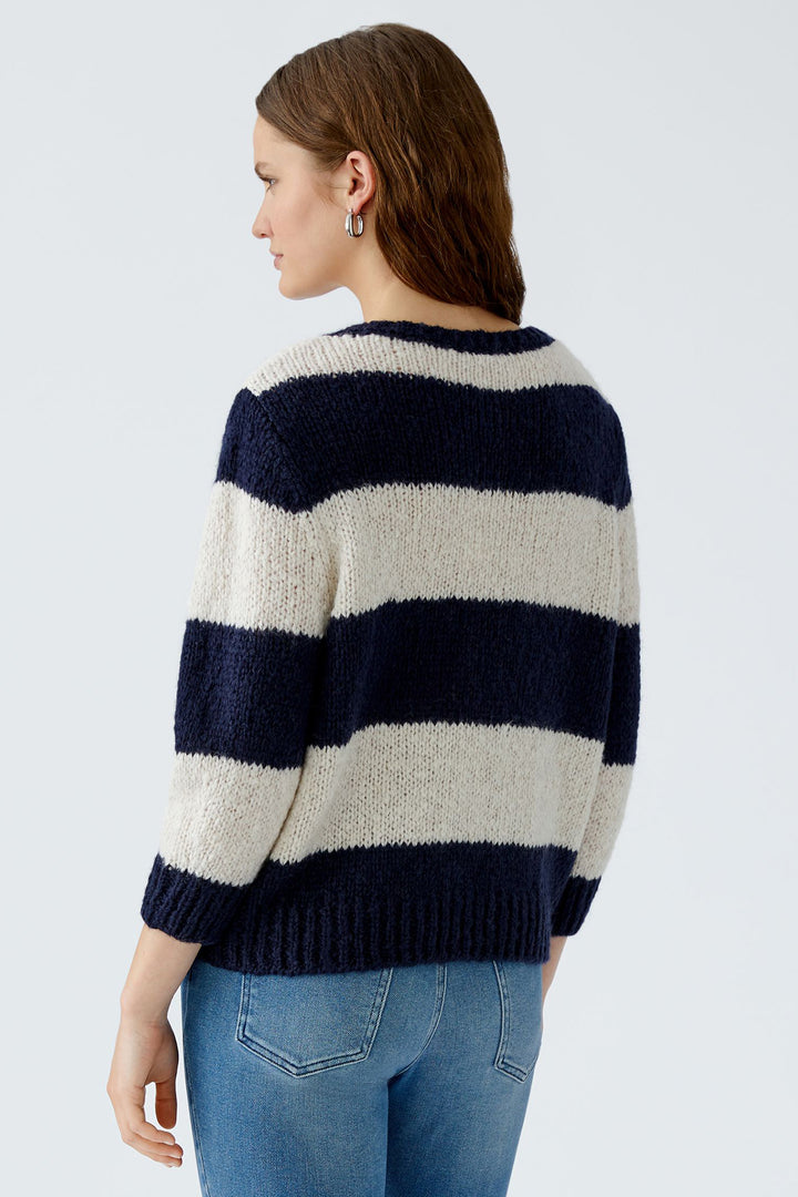 Oui Esmy Jumper 94307 Striped Dark Blue Stone 0567- Olivia Grace Fashion