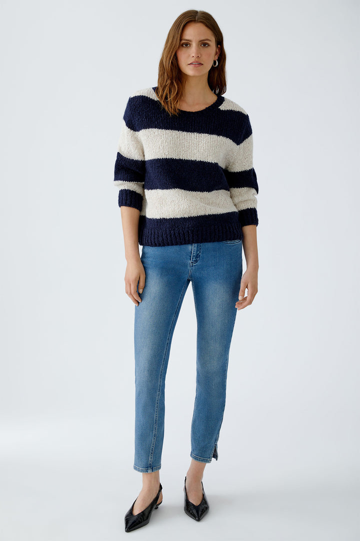Oui Esmy Jumper 94307 Striped Dark Blue Stone 0567- Olivia Grace Fashion