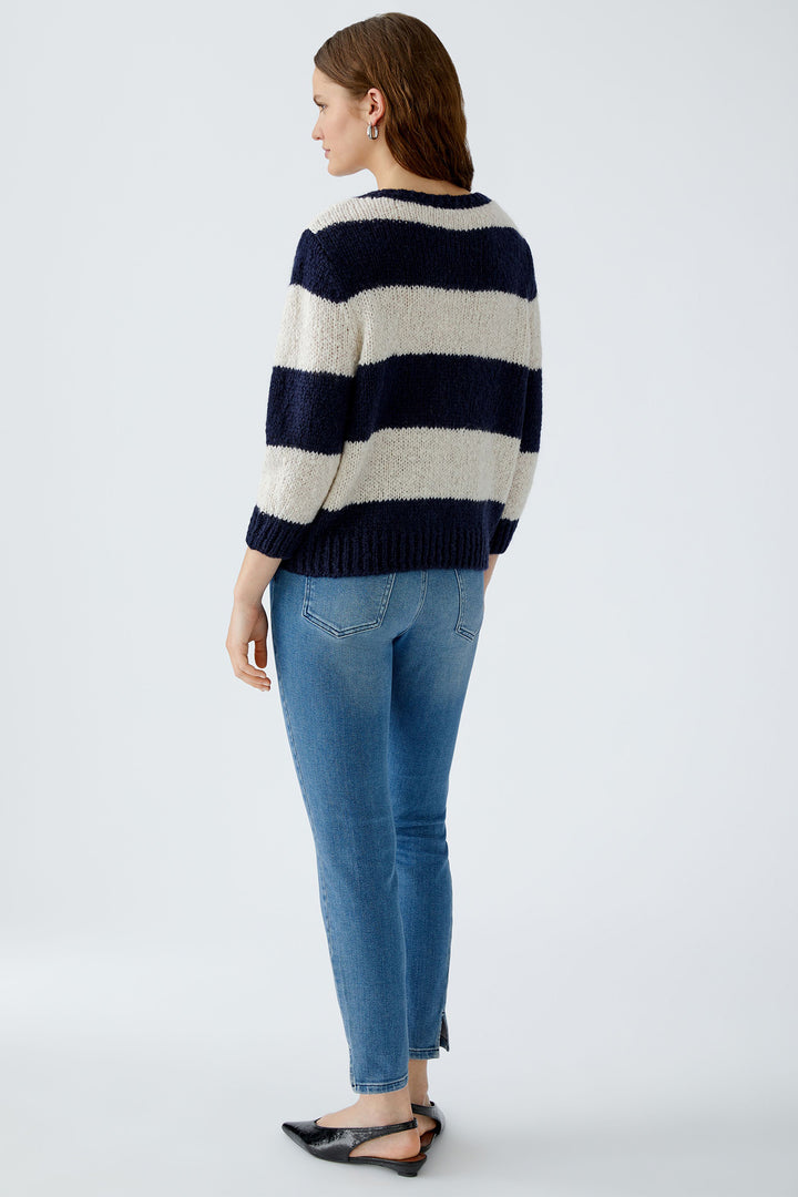 Oui Esmy Jumper 94307 Striped Dark Blue Stone 0567- Olivia Grace Fashion