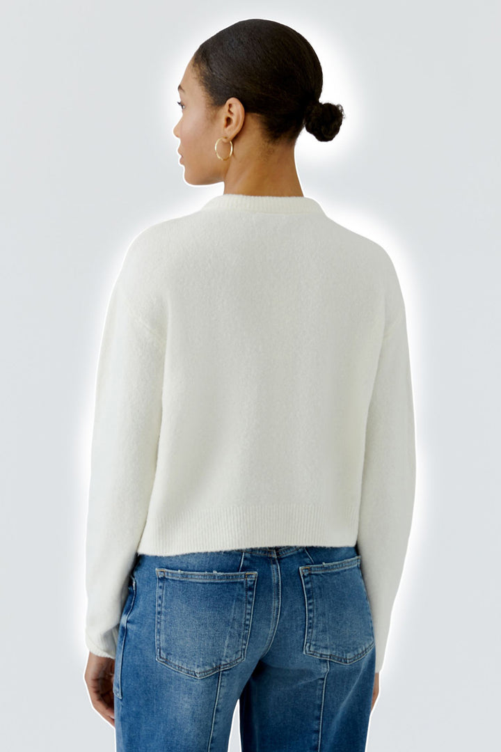 Oui Gardenia bow neck knit jacket at Olivia Grace Fashion