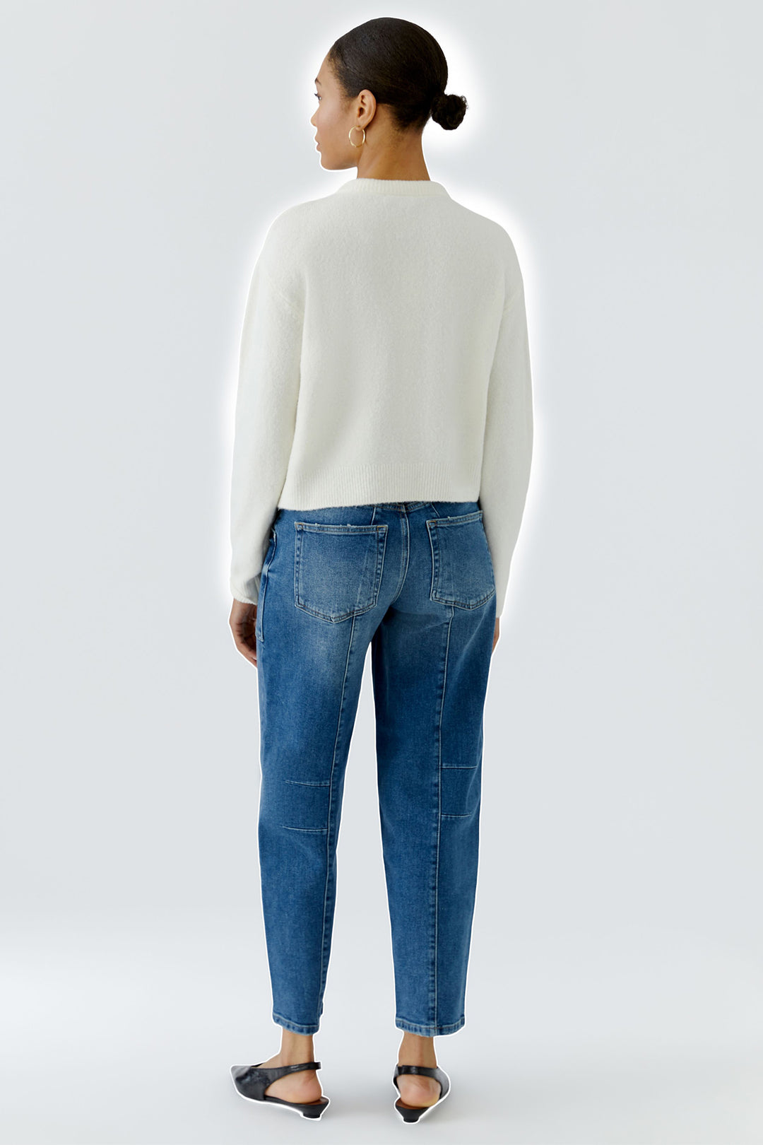 Oui Gardenia bow neck knit jacket at Olivia Grace Fashion