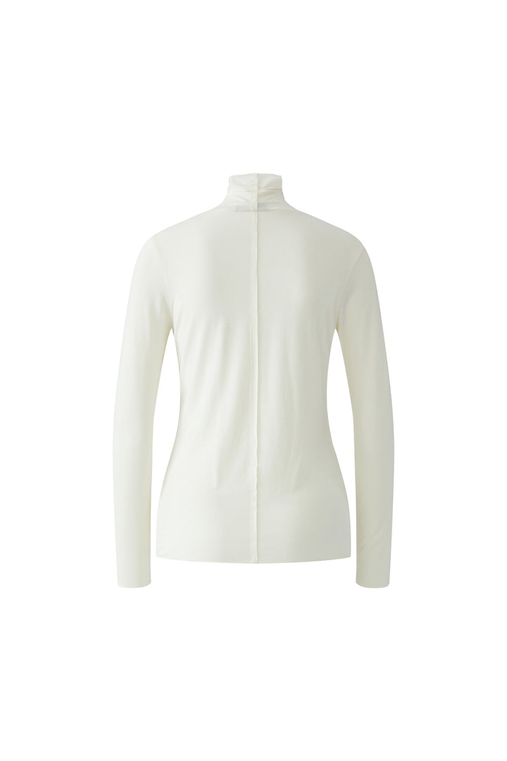Oui Gardenia White Long-Sleeved Polo Top 99007