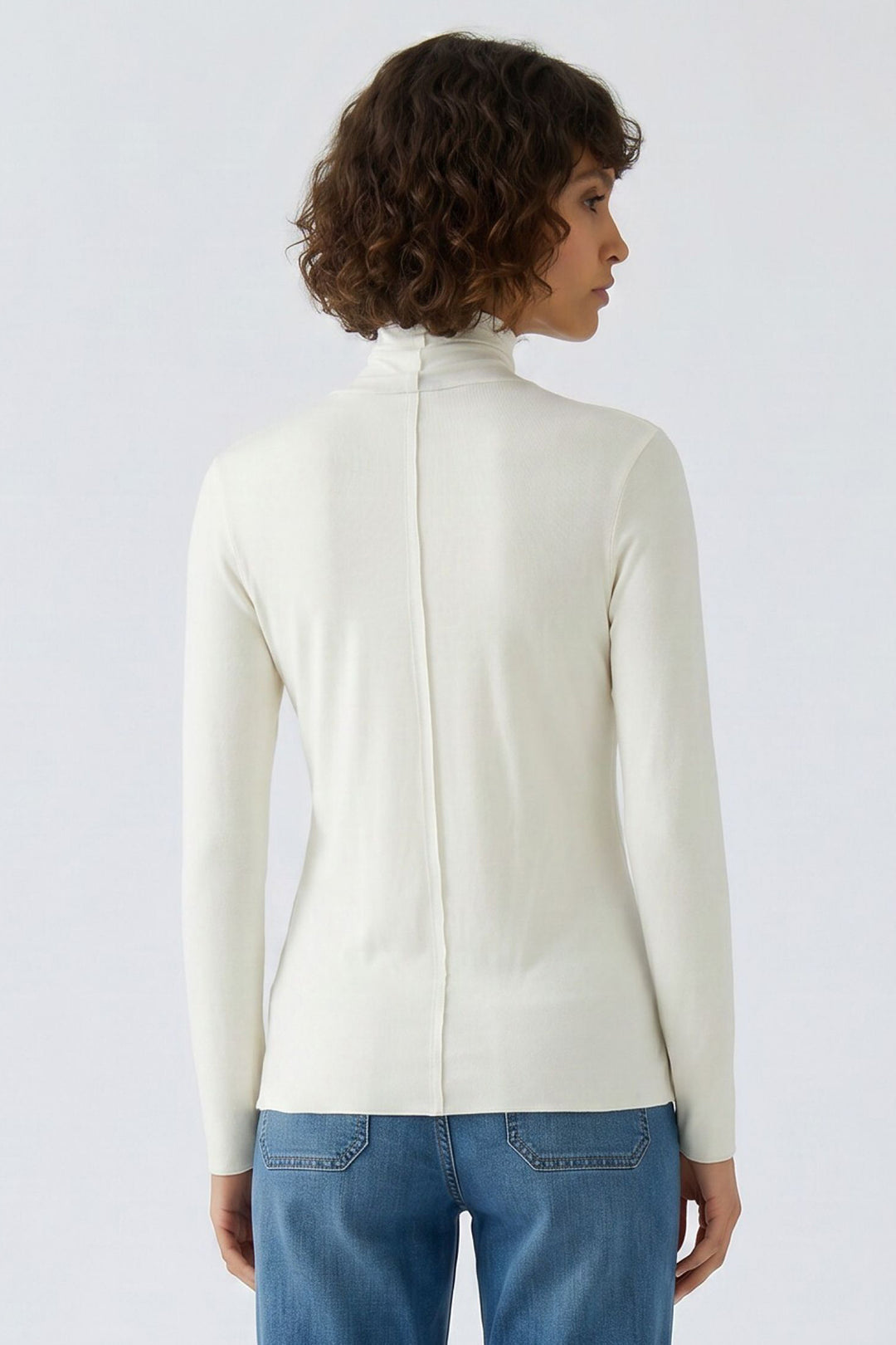 Oui Gardenia White Long-Sleeved Polo Top 99007