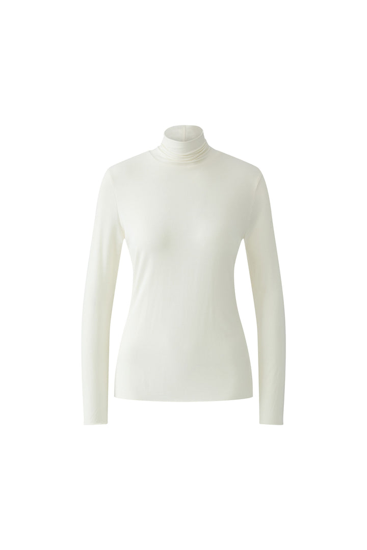 Oui Gardenia White Long-Sleeved Polo Top 99007