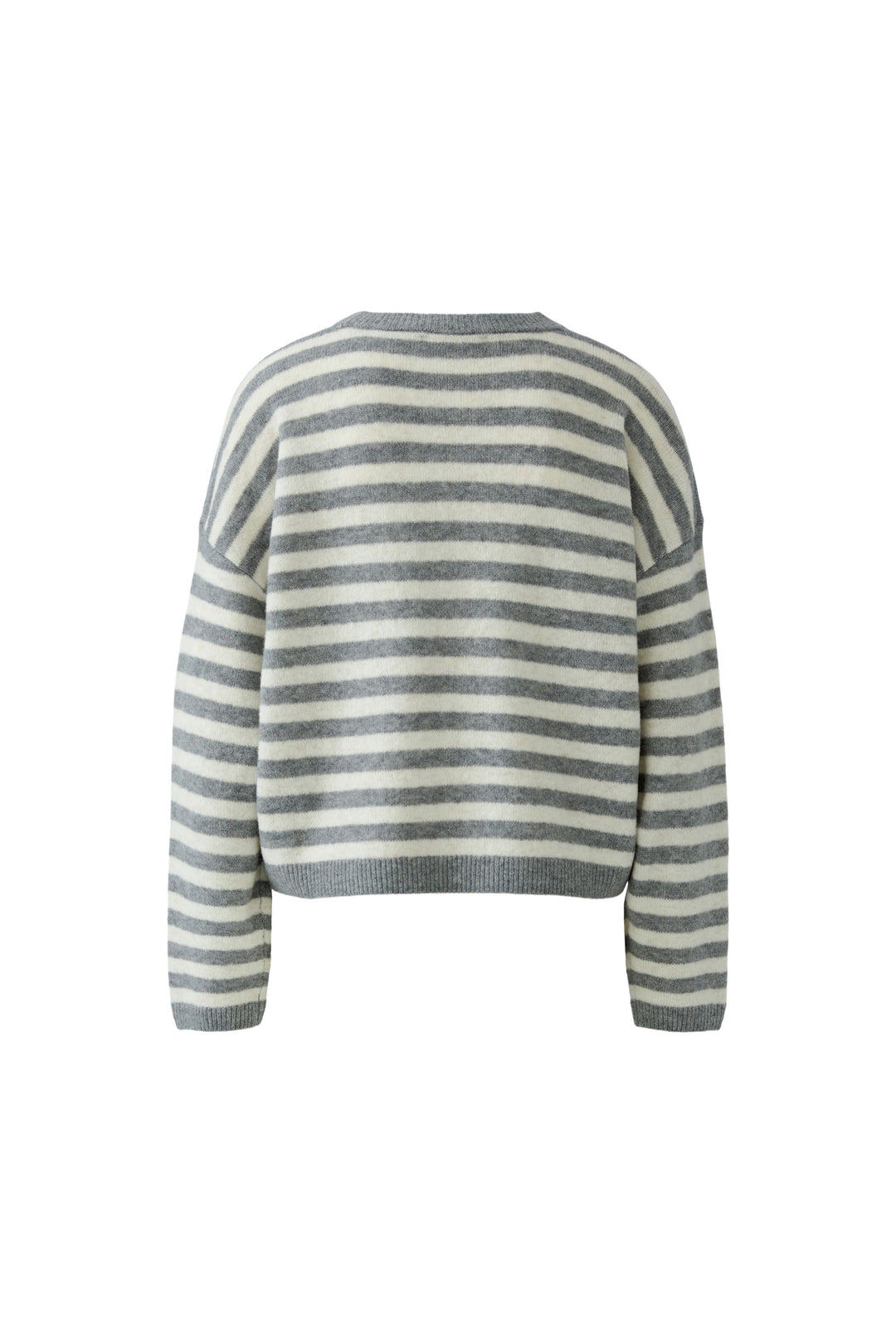 Oui Grey White Stripe Relaxed Fit Jumper 92275 at Olivia Grace Fashion