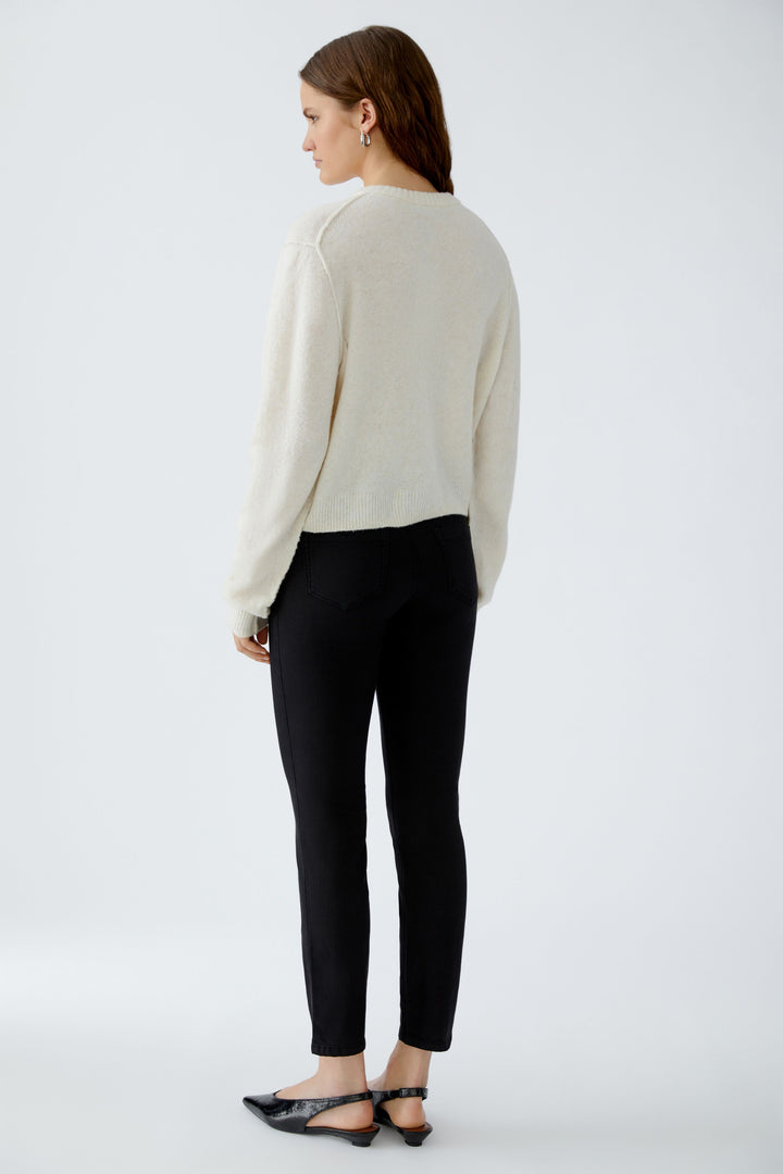 Oui Ilaya off white round neck cardigan at Olivia Grace Fashion