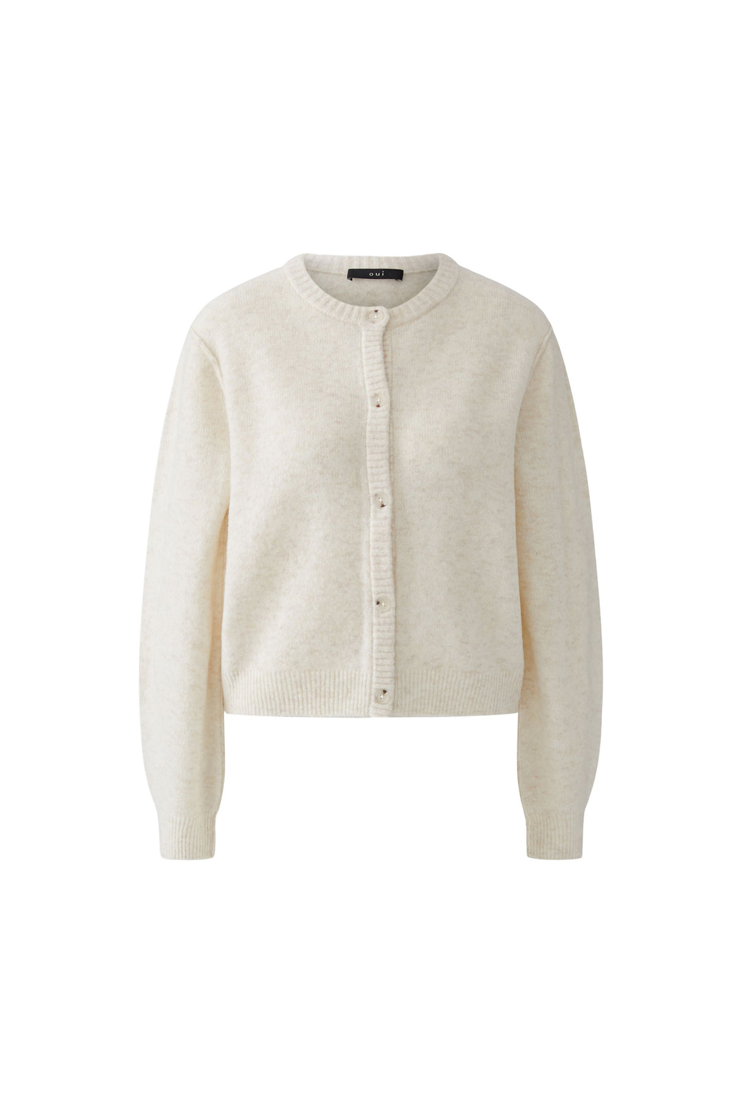 Oui Ilaya off white round neck cardigan at Olivia Grace Fashion
