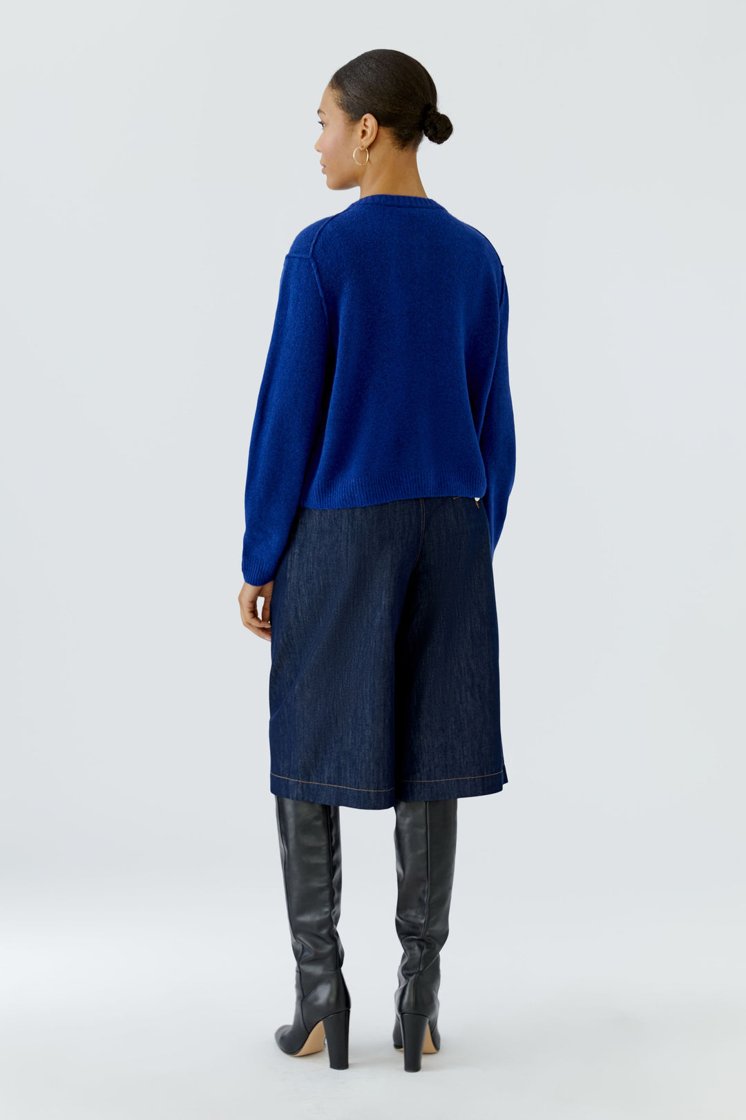 Oui Ilaya royal blue round neck cardigan at Olivia Grace Fashion