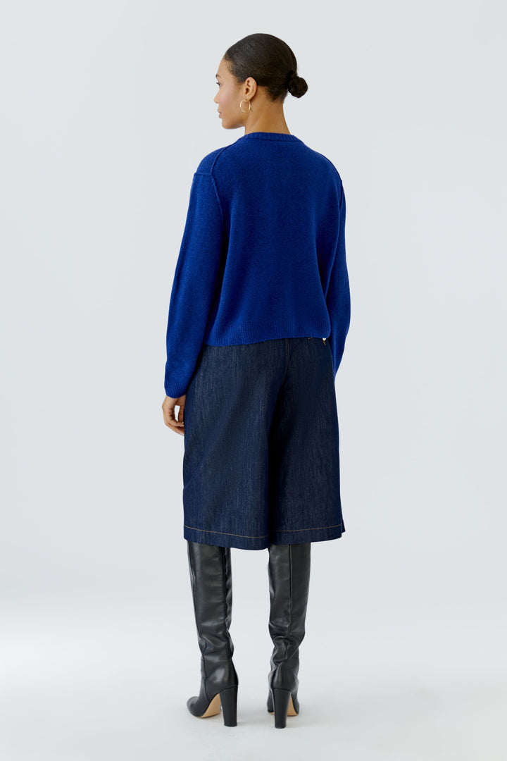 Oui Ilaya royal blue round neck cardigan at Olivia Grace Fashion