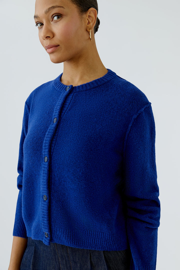 Oui Ilaya royal blue round neck cardigan at Olivia Grace Fashion
