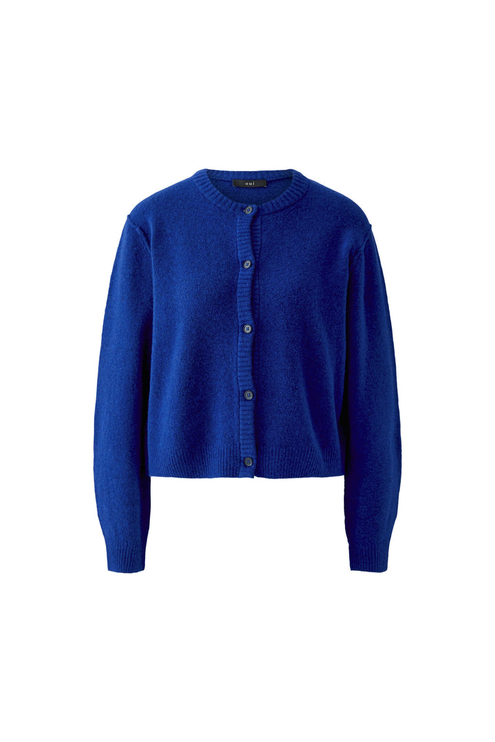 Oui Ilaya royal blue round neck cardigan at Olivia Grace Fashion