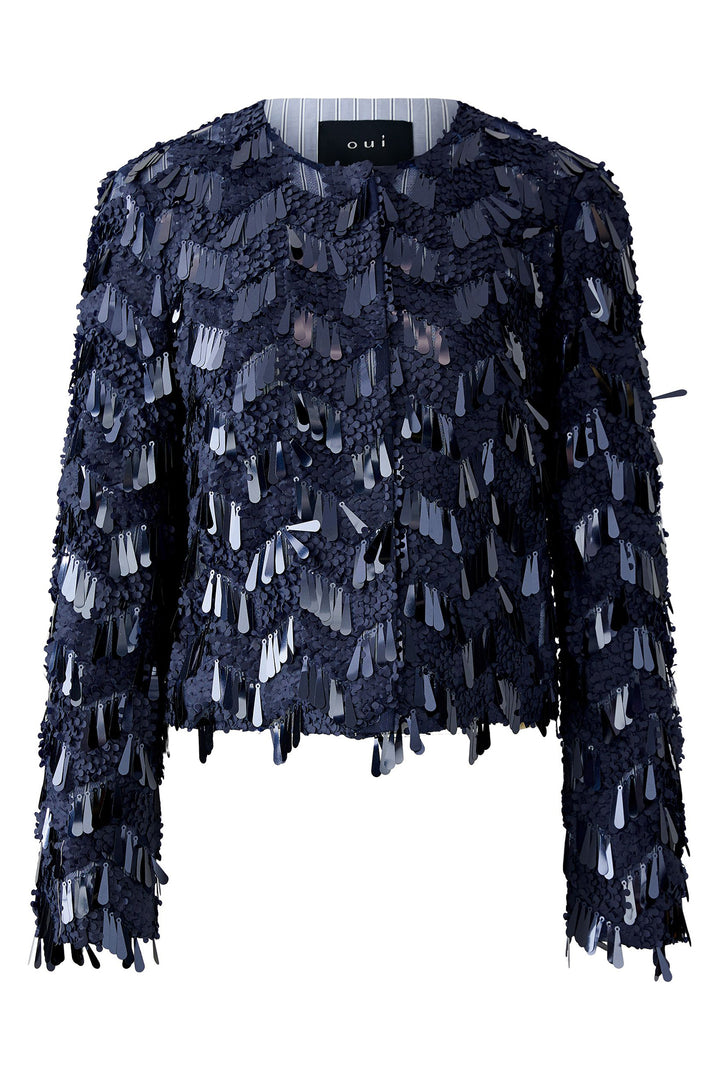Oui Jacket 94351 Dark Blue Sequin 5742 - Olivia Grace Fashion