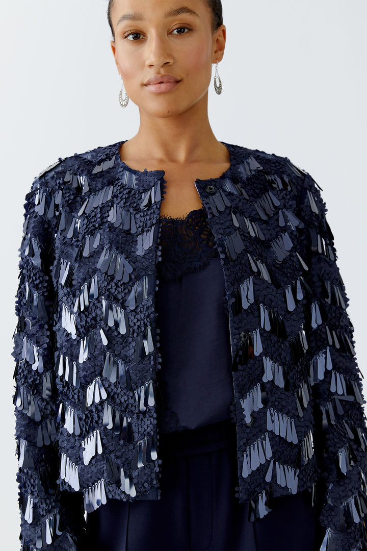 Oui Jacket 94351 Dark Blue Sequin 5742 - Olivia Grace Fashion
