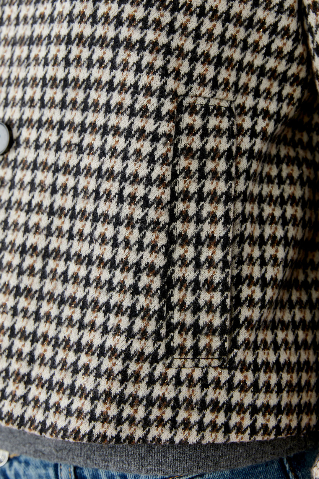 Oui Jacket 94479 Light Stone Brown Houndstooth 0728 - Olivia Grace Fashion