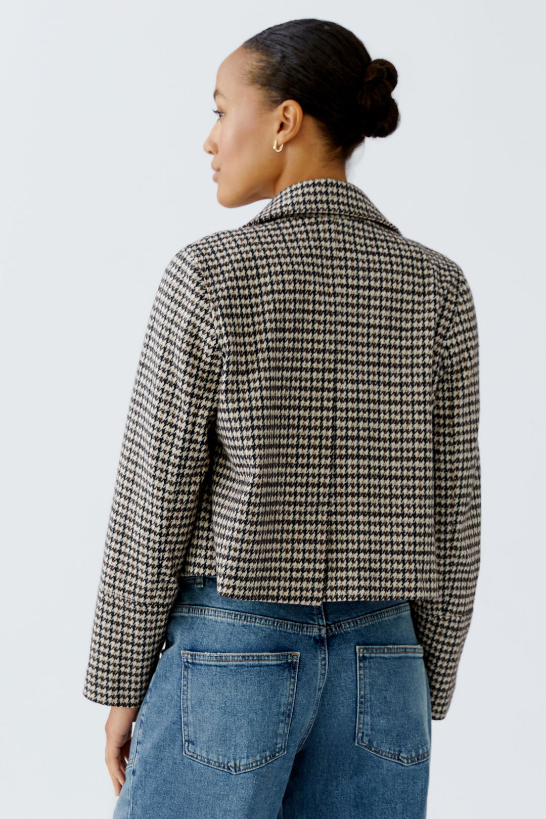 Oui Jacket 94479 Light Stone Brown Houndstooth 0728 - Olivia Grace Fashion