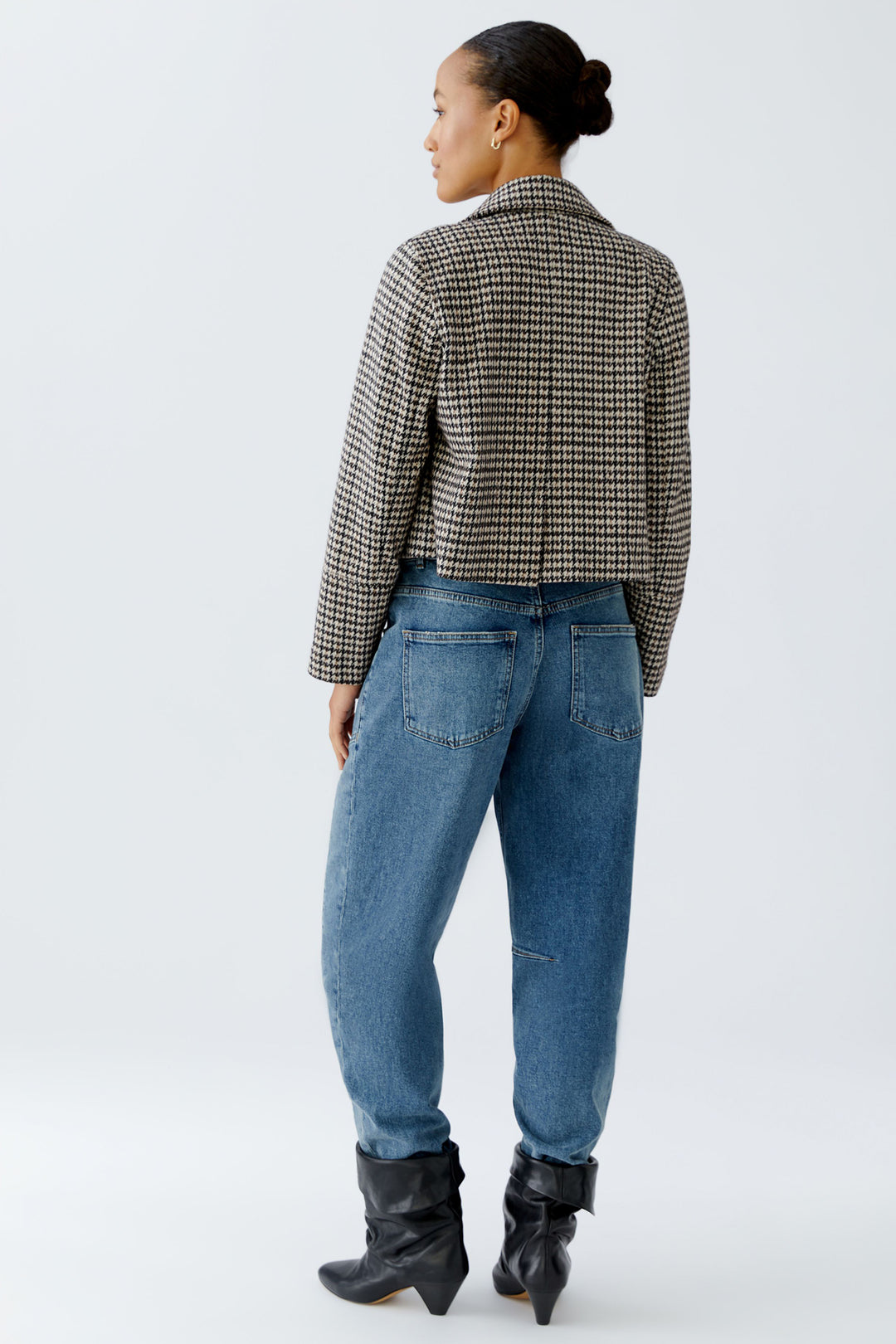 Oui Jacket 94479 Light Stone Brown Houndstooth 0728 - Olivia Grace Fashion