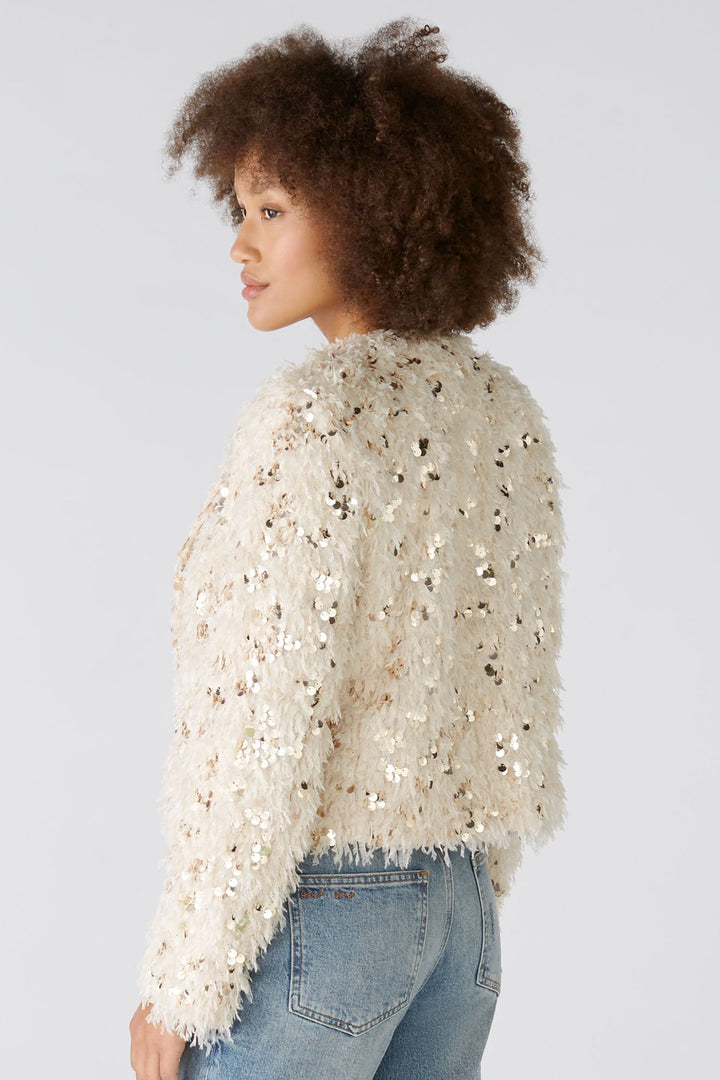 Oui Jacket Off White Cream Camel Sequin Detail 88857-0117 - Olivia Grace Fashion