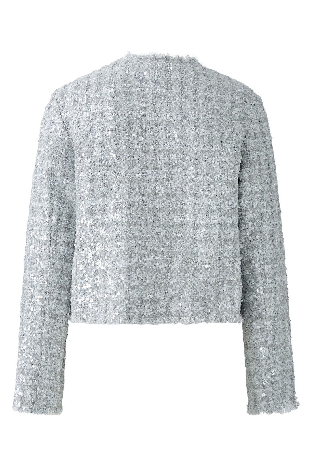 Oui Jacket Silver Sequin Boucle Button Front 92065 9624 - Olivia Grace Fashion