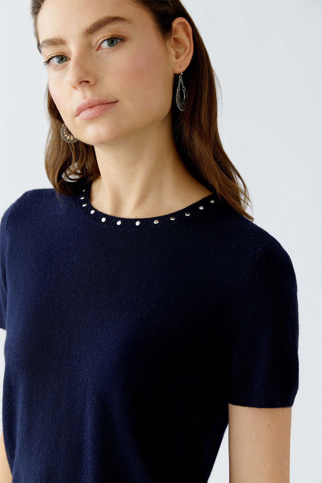 Oui Jumper 94150 Short Sleeve Dark Blue 5742 - Olivia Grace Fashion