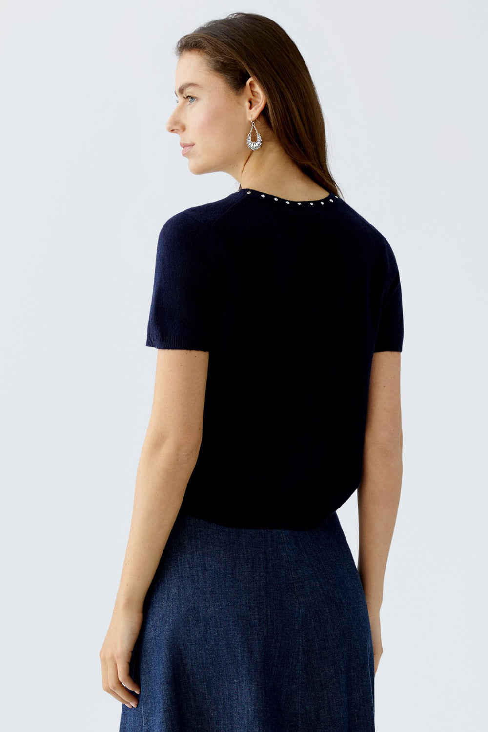 Oui Jumper 94256 Short Sleeve Dark Blue 5742 - Olivia Grace Fashion