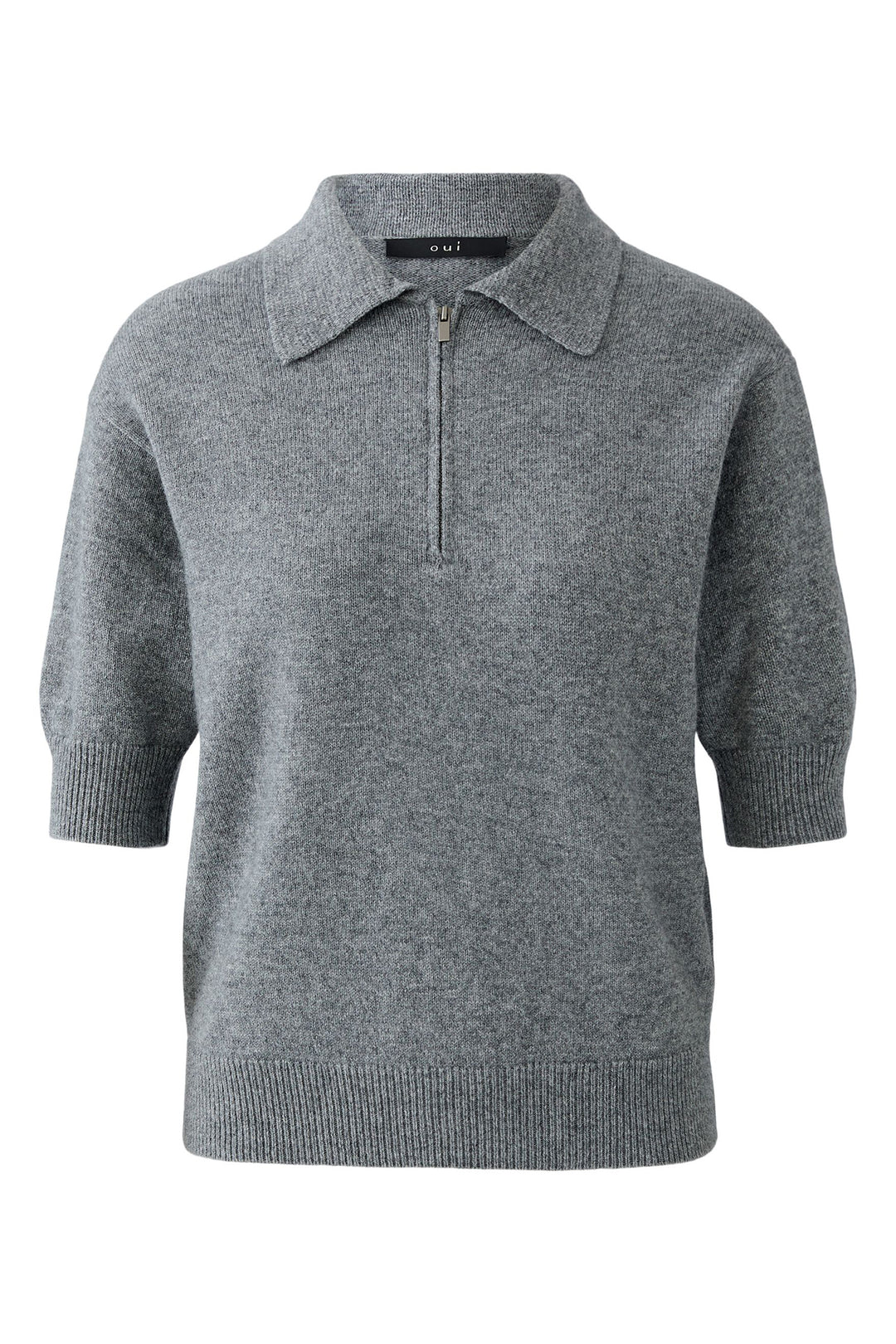 Oui Jumper 94269 Short Sleeve Graphite Grey 9501 - Olivia Grace Fashion