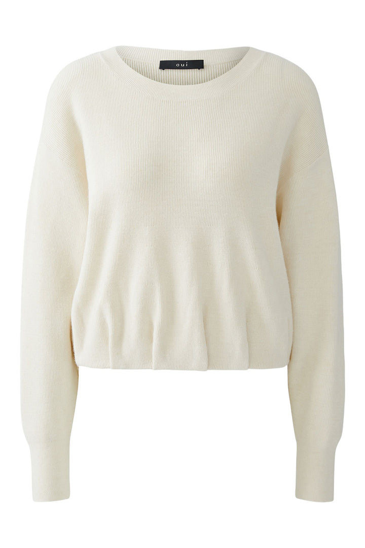 Oui Jumper 94775 Pleat Hem Off White 1021 - Olivia Grace Fashion